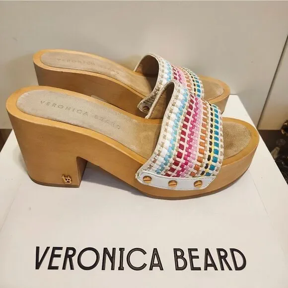 Veronica Beard Hannalee Woven Vamp w/Gold Studs Mules Sz.6.5 Ret.$330 in Dustbag - Picture 5 of 16